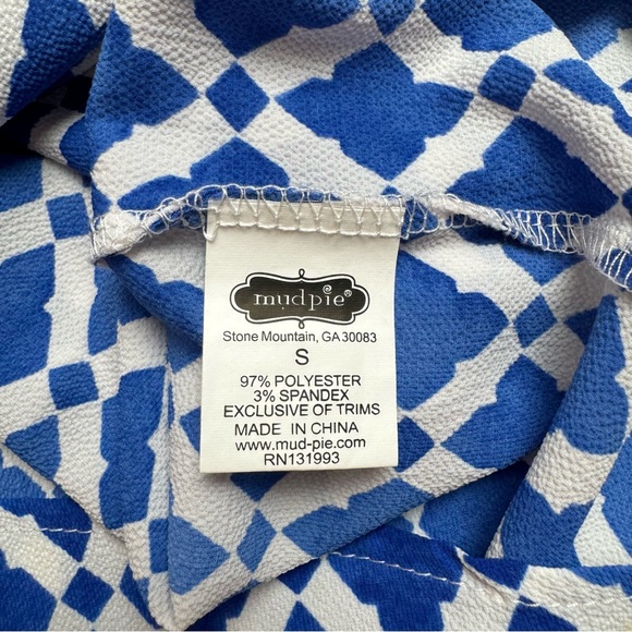 Mud Pie blue/cobalt and white flowy sleeveless blouse size small - Picture 8 of 11